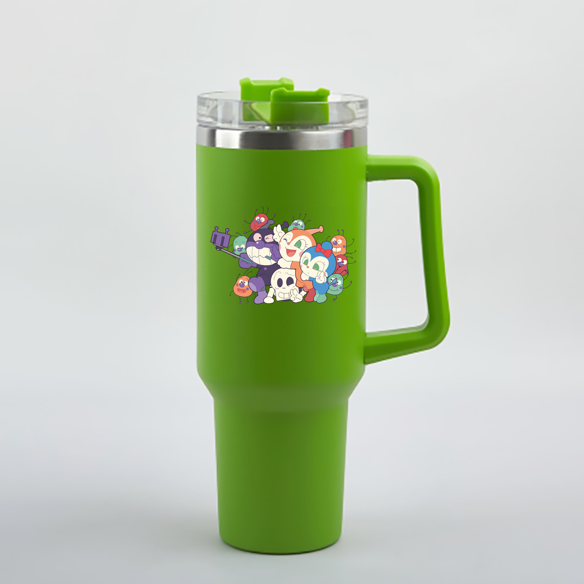 （画像用） アンパンマン Anpanman 1200mL車用タンブラー - クリスタルステッカー（プラスチックストロー付き）